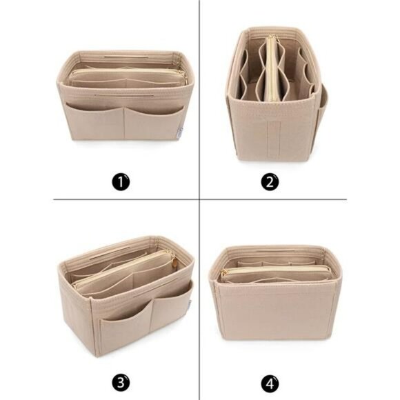 LEXSION Felt Purse Organizer Insert Zipper Tote Bag Shaper for Speedy MM GM - Picture 3 of 7